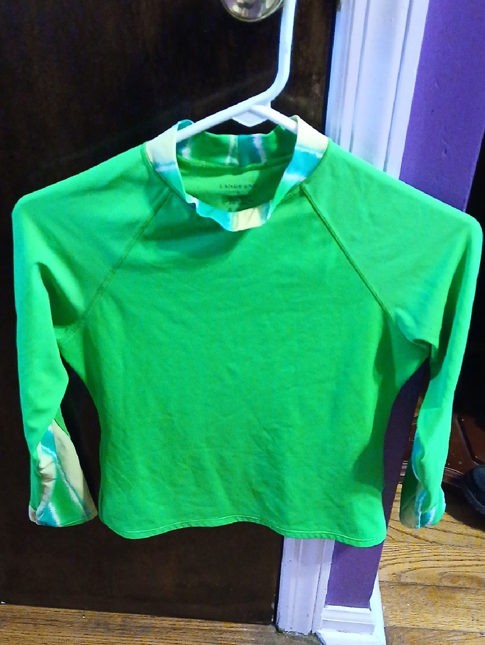 Lands' End Kids Green Long Sleeve Swim Rashguard